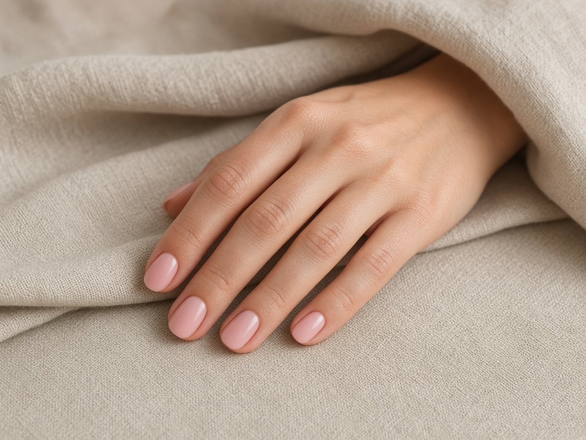A finished manicure on linen